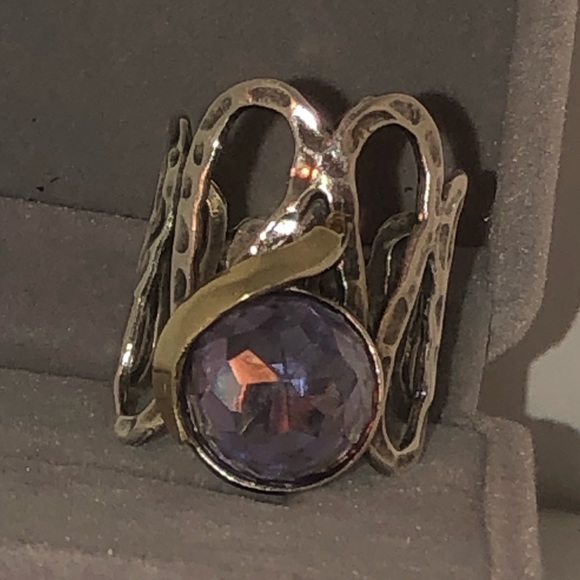 Sterling silver , purple stone w/ 14k gold accent - Picture 7 of 7